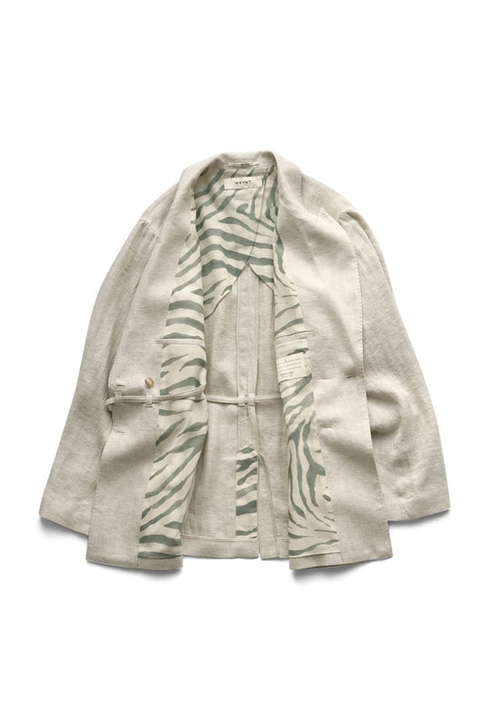 WRYHT - STRING WAIST PEAKED JACKET - NATURAL