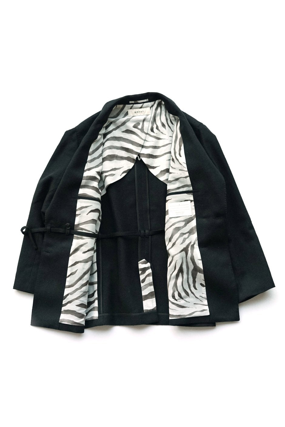 WRYHT - STRING WAIST PEAKED JACKET - BLACK