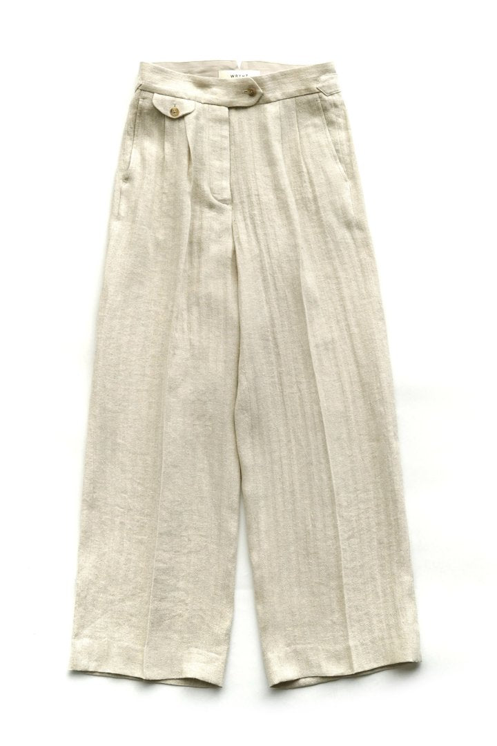 WRYHT - KNOTTED BUCK PLEATED TROUSER - NATURAL