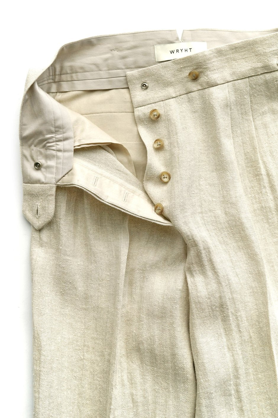 WRYHT - KNOTTED BUCK PLEATED TROUSER - NATURAL