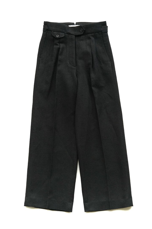 WRYHT - KNOTTED BUCK PLEATED TROUSER - BLACK