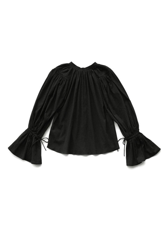 WRYHT - GATHERED SLEEVE FOLK TOP - BLACK