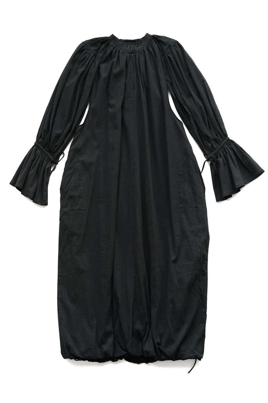 WRYHT - GATHERED SLEEVE FOLK DRESS - BLACK