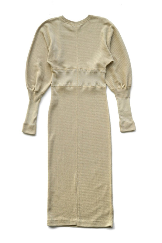 WRYHT - WAVY RIB VICTORIAN SLEEVE DRESS - DUNE