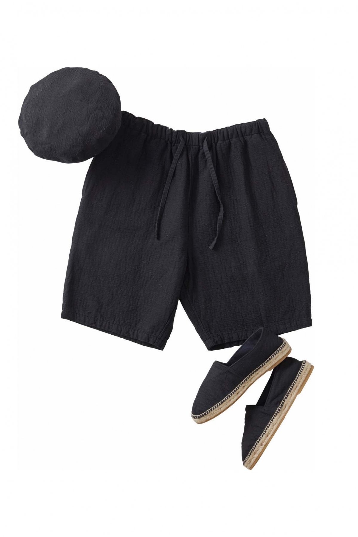 Porter Classic - SASHIKO STRETCH SHORTS - BLACK