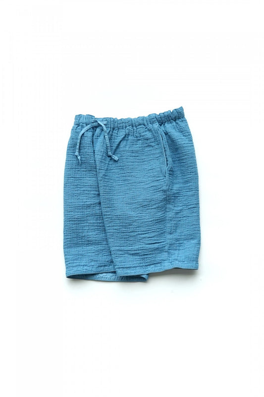 Porter Classic - SASHIKO LINEN PREMIUM SHORTS - BLUE