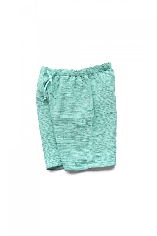 Porter Classic - SASHIKO LINEN PREMIUM SHORTS - TURQUOISE