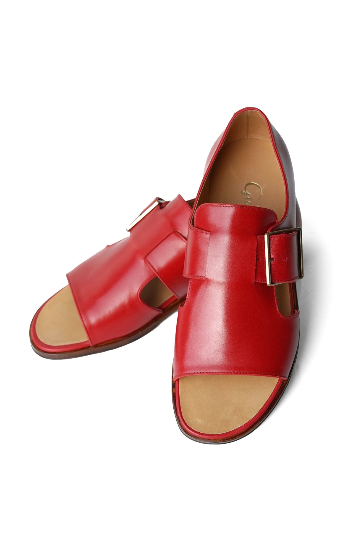 F.LLI Giacometti - FG586 - OPEN TOE SANDALES - CALF LEATHER - RED