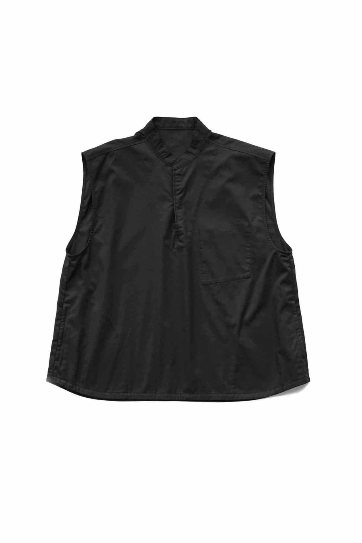 Porter Classic - GABARDINE STAND COLLAR VEST - BLACK