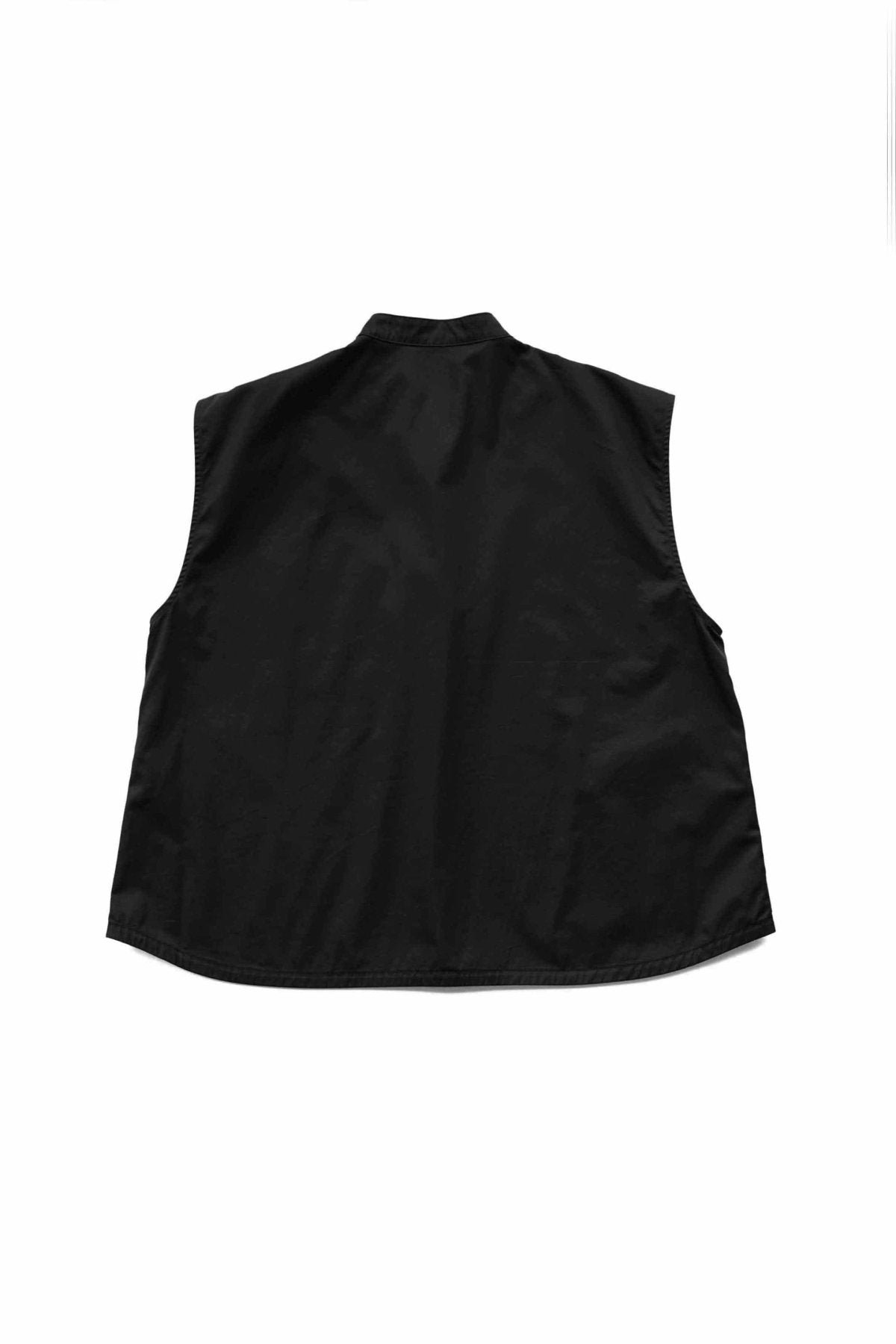 Porter Classic - GABARDINE STAND COLLAR VEST - BLACK