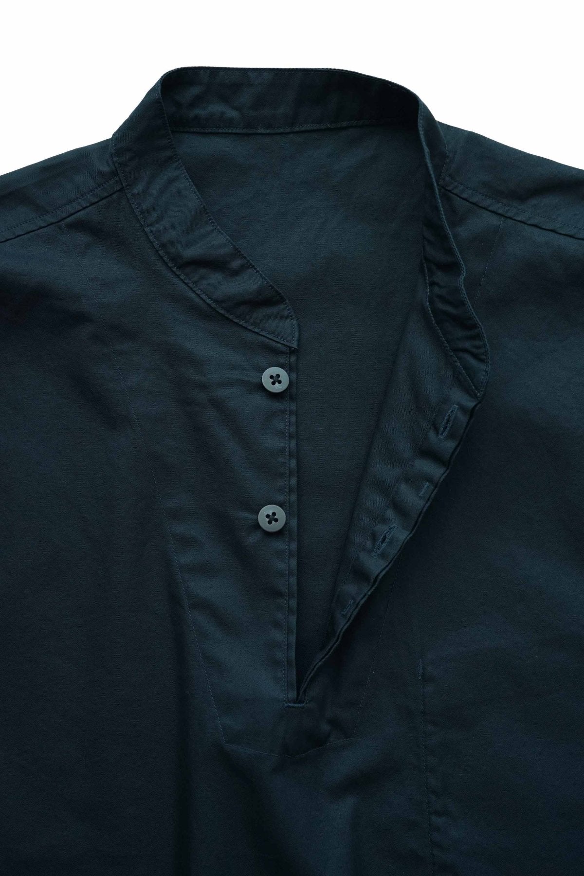 Porter Classic - GABARDINE STAND COLLAR VEST - DARK NAVY