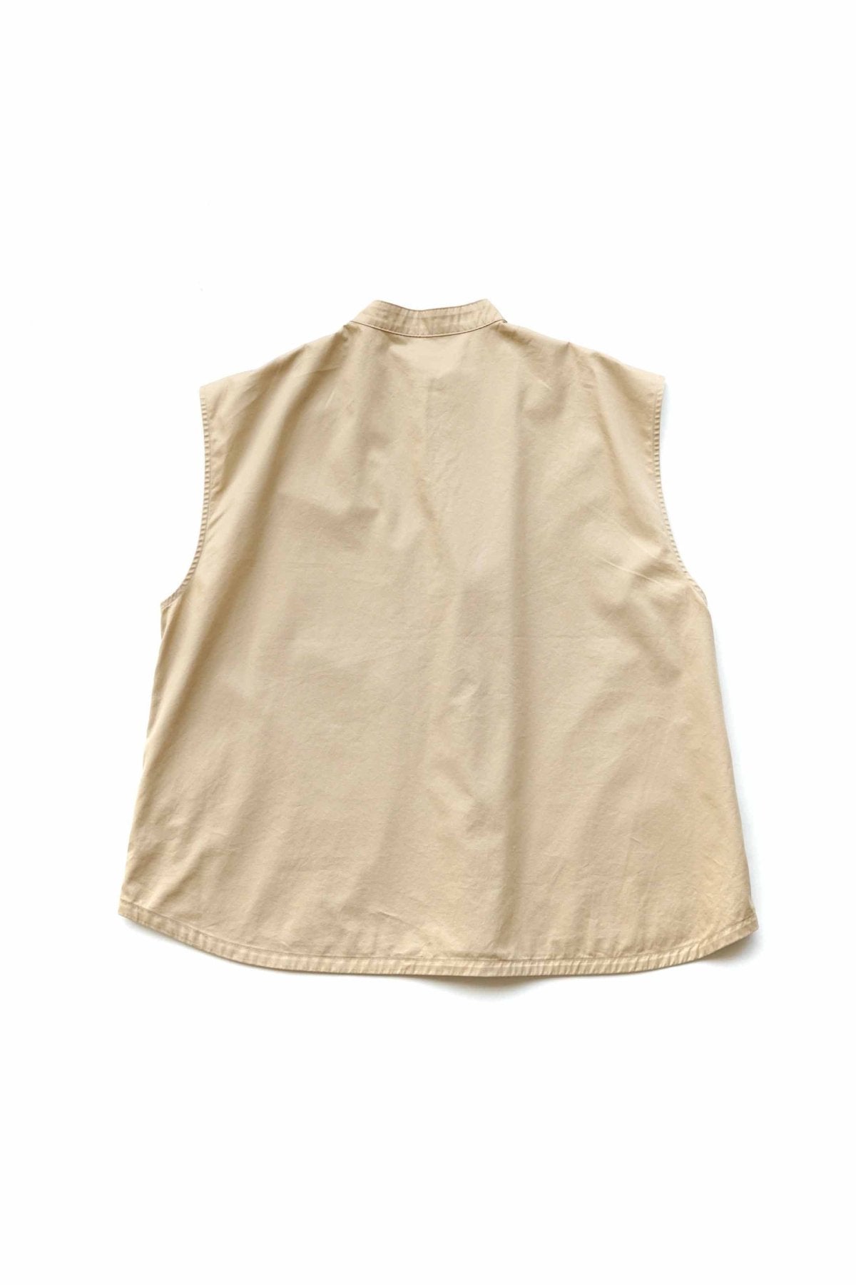 Porter Classic - GABARDINE STAND COLLAR VEST - KHAKI