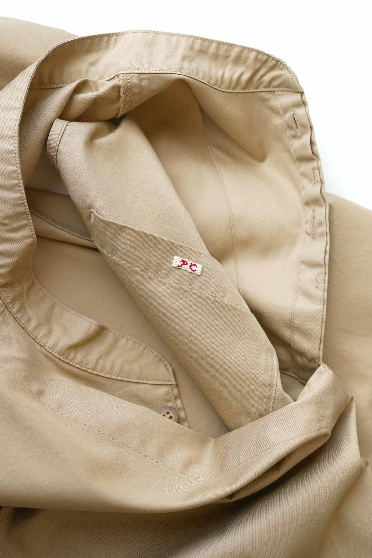 Porter Classic - GABARDINE STAND COLLAR VEST - KHAKI