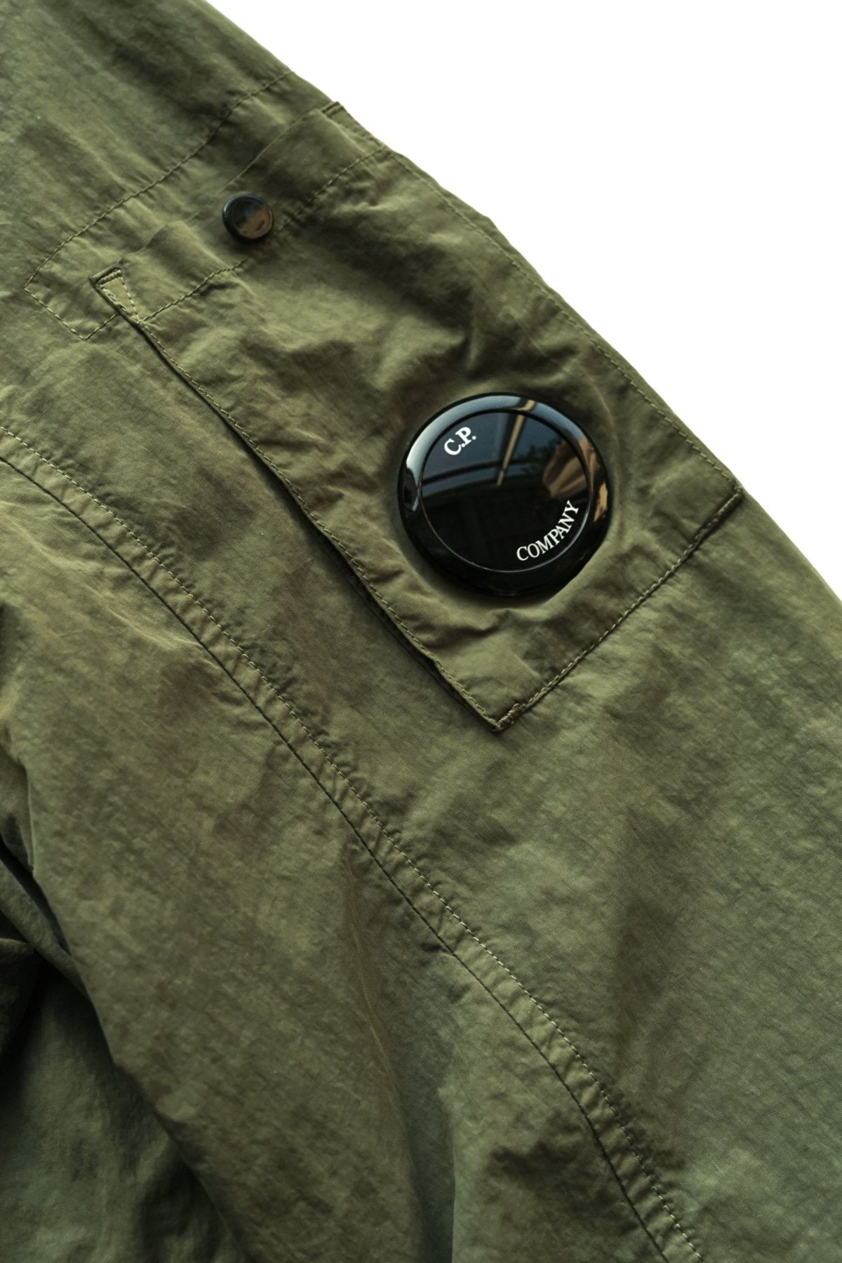 C.P. COMPANY - FLATT NYLON MIXED HOODED OVERSHIRT - BURNT OLIVE