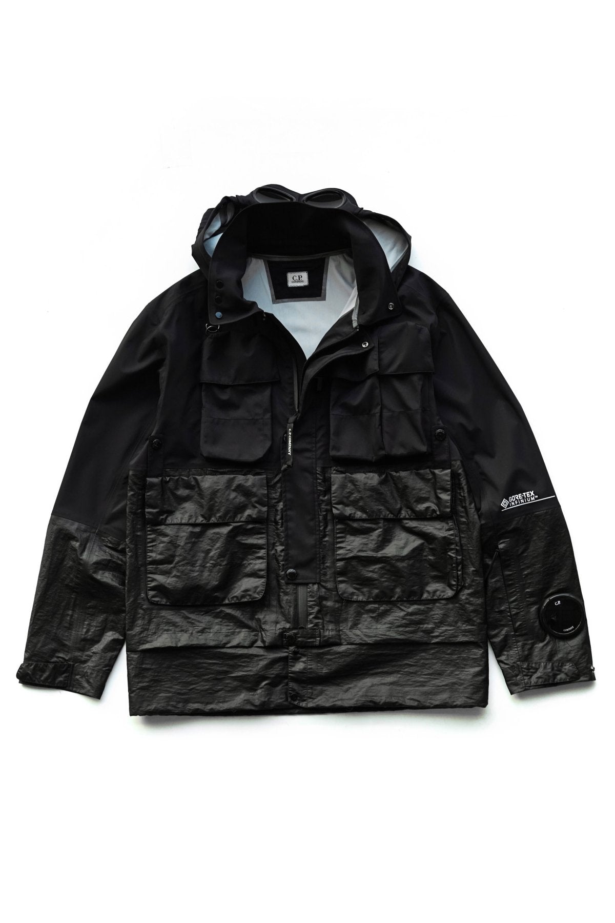 C.P. COMPANY - GORE-TEX 3L INFINIUM MIXED LA MILLE JACKET - BLACK