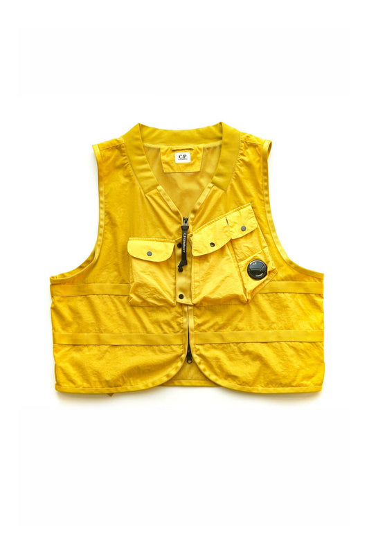 C.P. COMPANY - TAYLON P MIXED UTILITY VEST - NUGGET GOLD