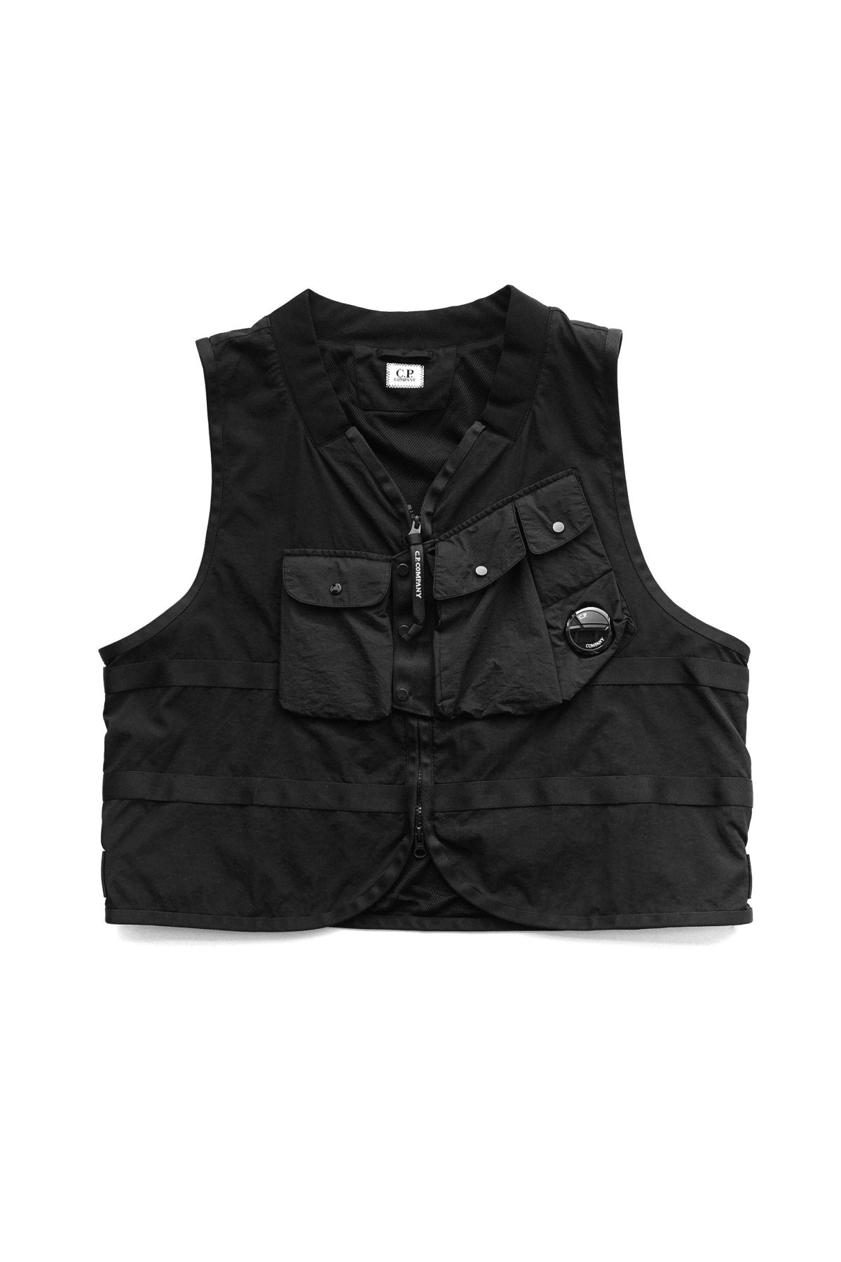 C.P. COMPANY - TAYLON P MIXED UTILITY VEST - BLACK