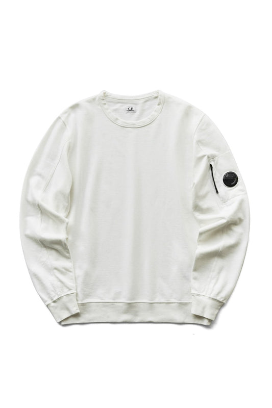 C.P. COMPANY - LIGHT FLEECE CREW NECK SWEATSHIRT - GAUZE WHITE