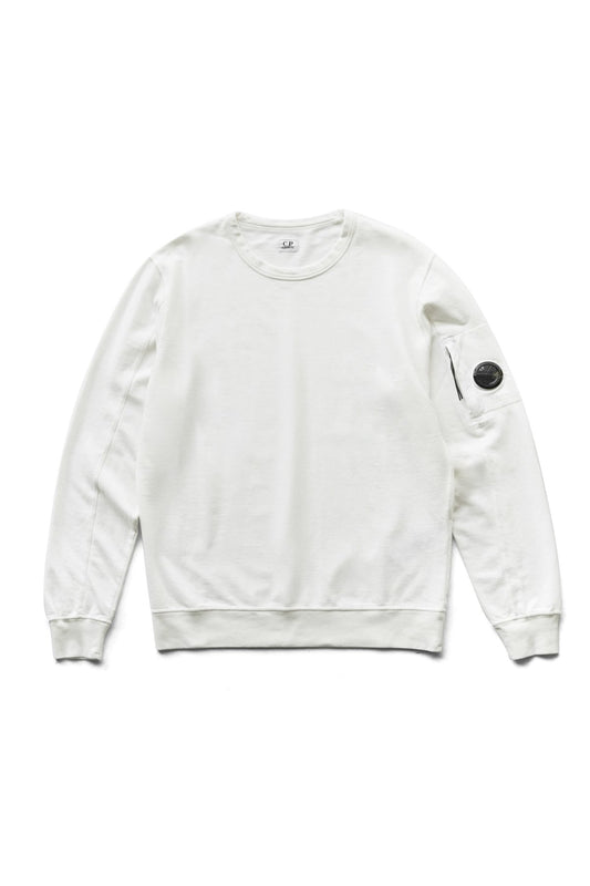 C.P. COMPANY - LIGHT FLEECE CREW NECK SWEATSHIRT - GAUZE WHITE