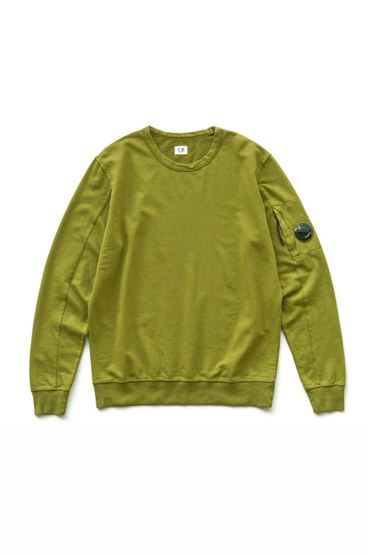 C.P. COMPANY - LIGHT FLEECE CREW NECK SWEATSHIRT - GREEN MOSS