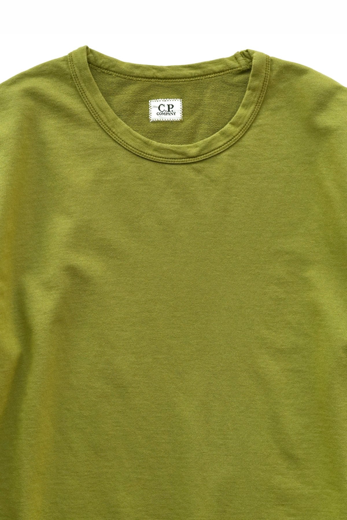 C.P. COMPANY - LIGHT FLEECE CREW NECK SWEATSHIRT - GREEN MOSS