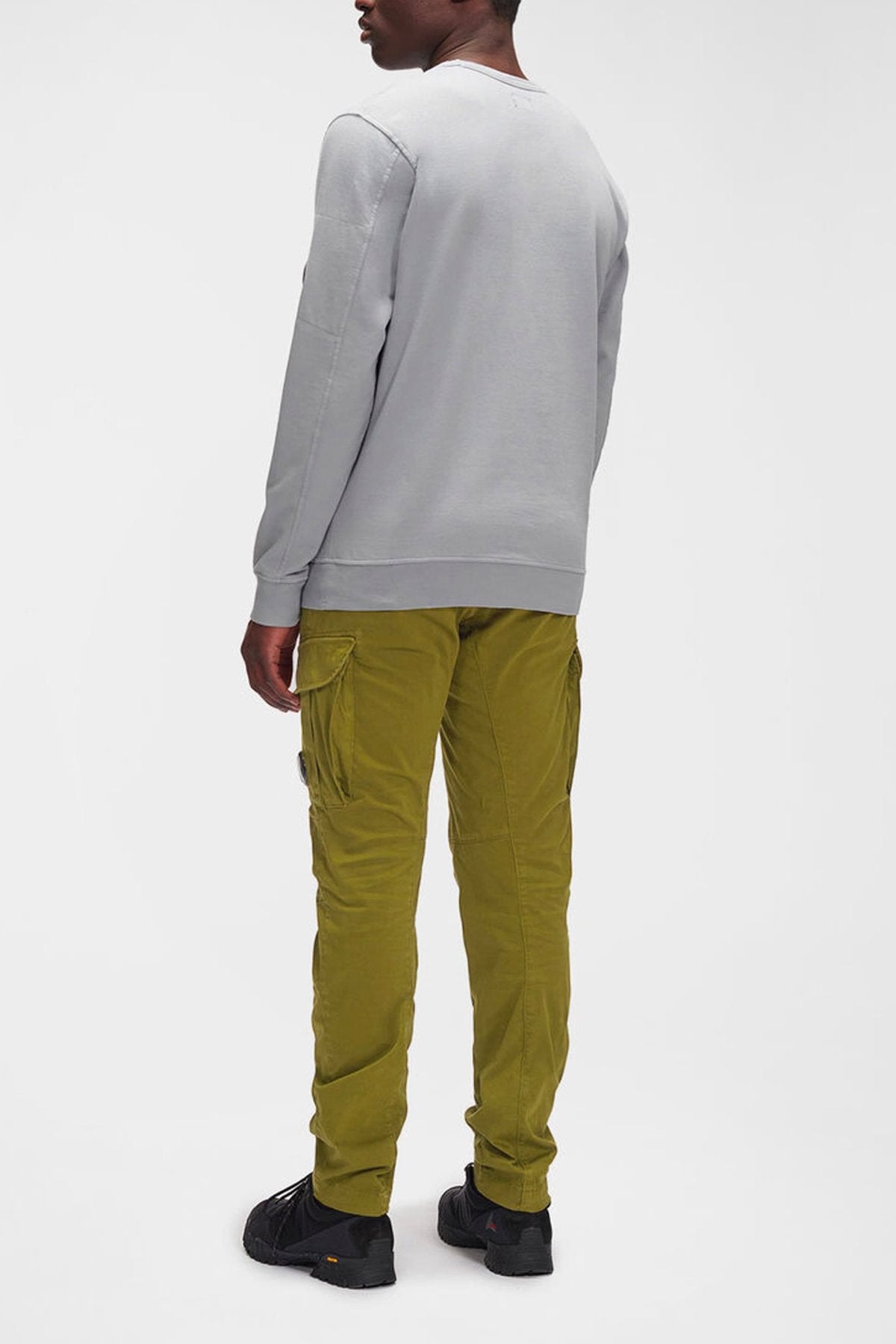 C.P. COMPANY - LIGHT FLEECE CREW NECK SWEATSHIRT - GREEN MOSS