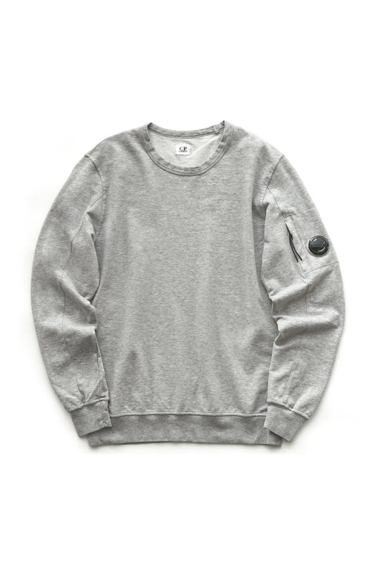 C.P. COMPANY - LIGHT FLEECE CREW NECK SWEATSHIRT - GREY MELANGE