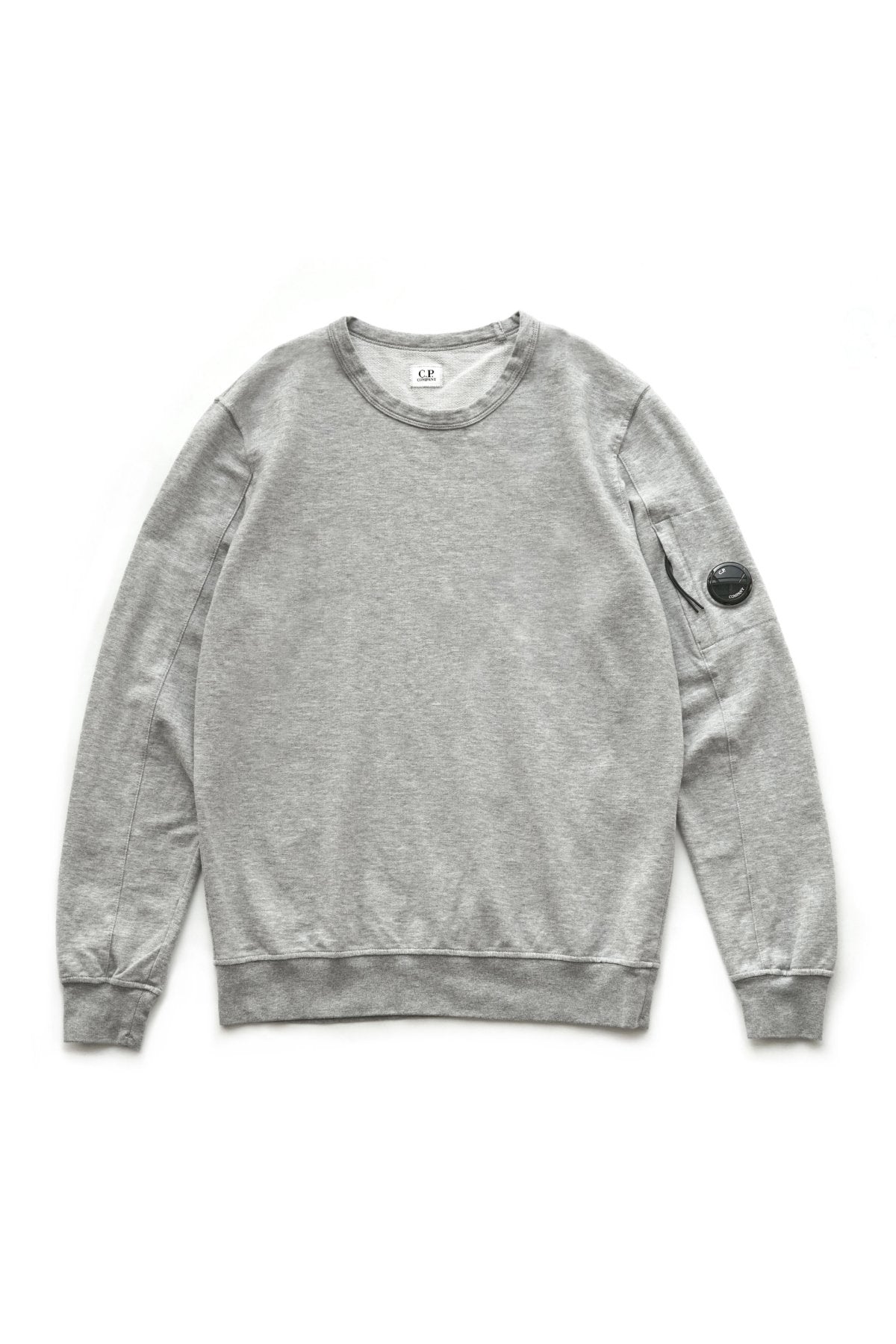 C.P. COMPANY - LIGHT FLEECE CREW NECK SWEATSHIRT - GREY MELANGE