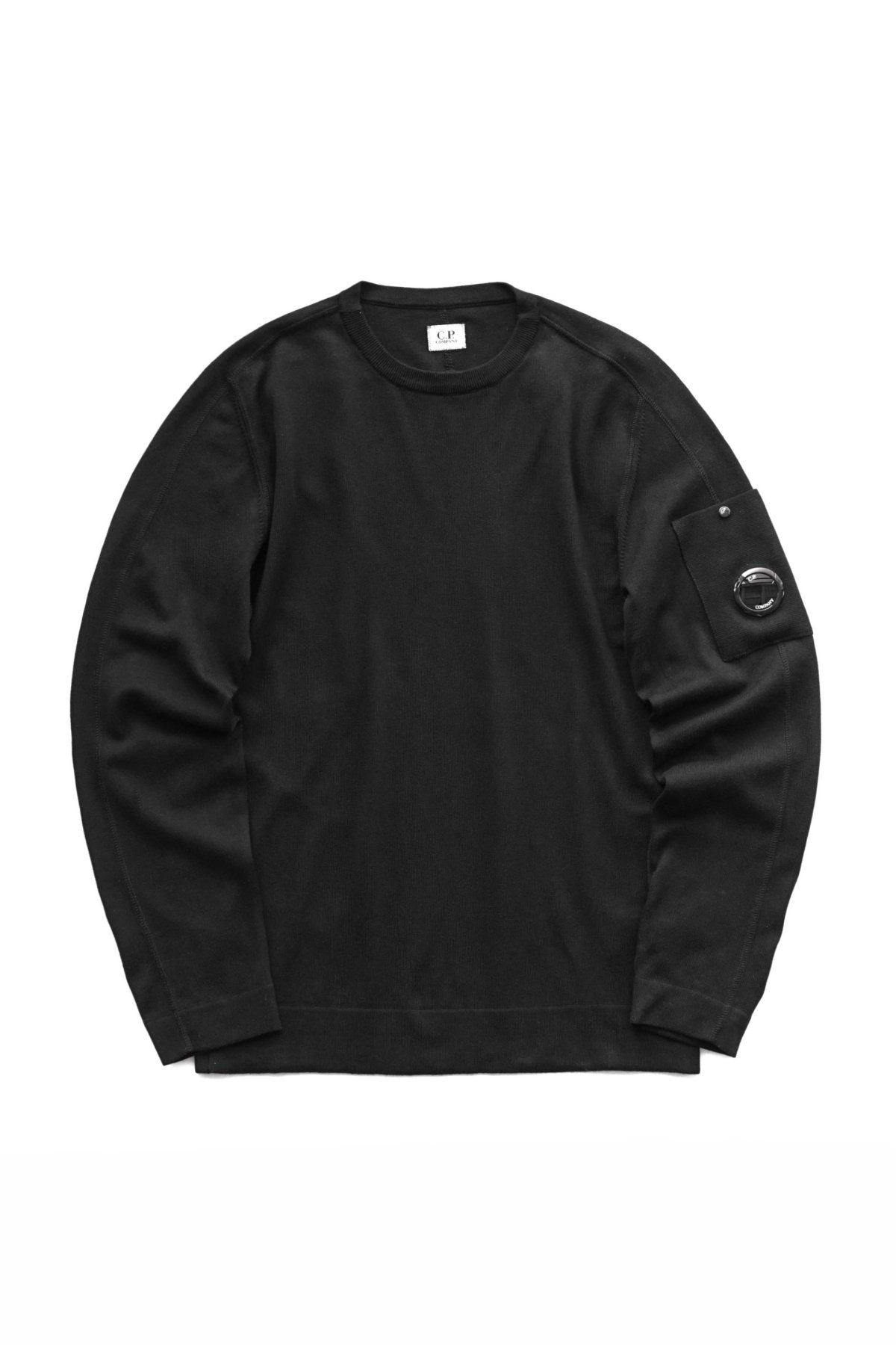 C.P. COMPANY - SEA ISLAND CREW NECK KNIT - BLACK