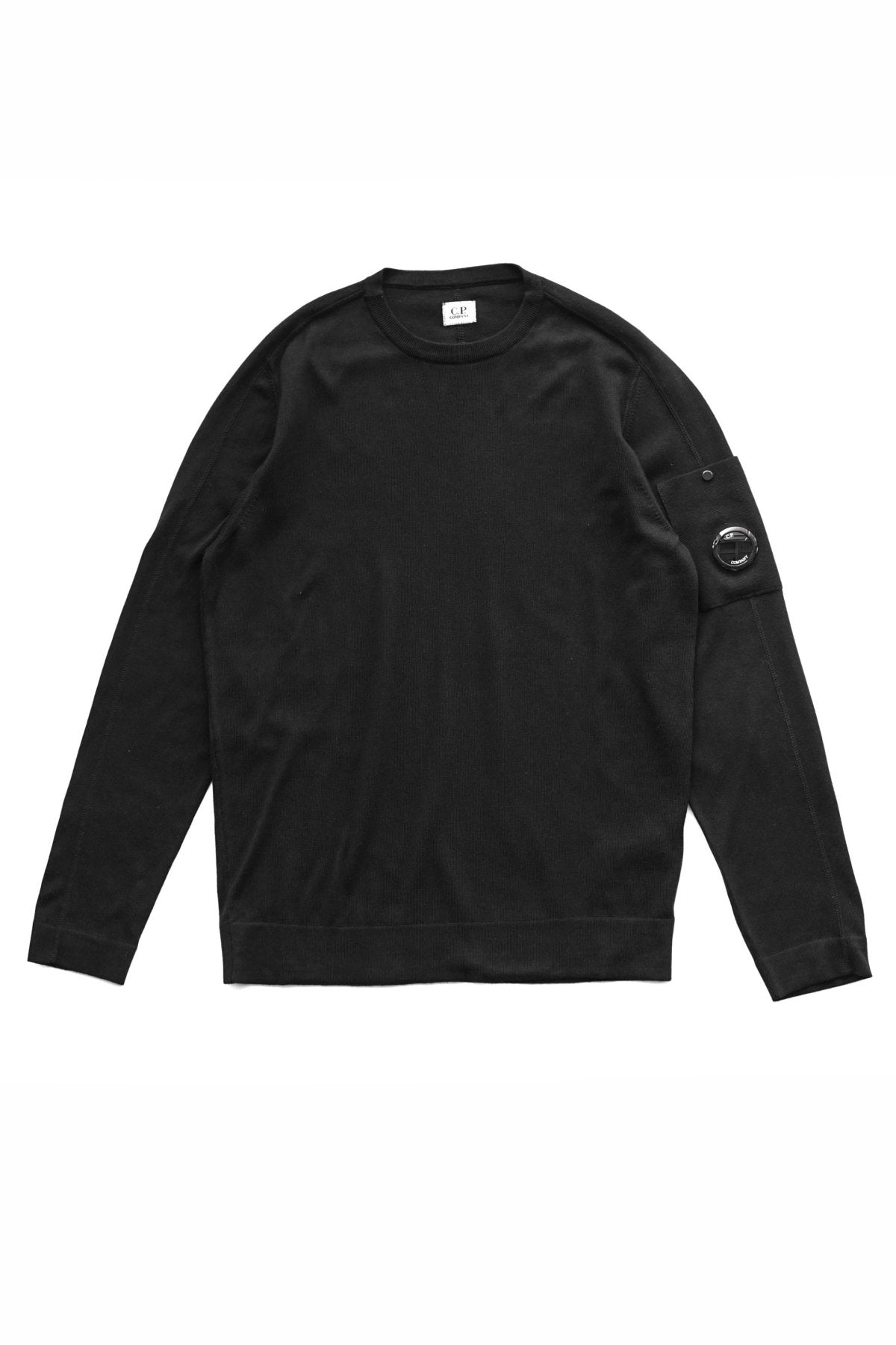 C.P. COMPANY - SEA ISLAND CREW NECK KNIT - BLACK