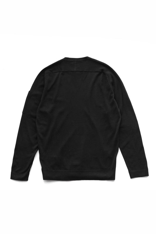 C.P. COMPANY - SEA ISLAND CREW NECK KNIT - BLACK