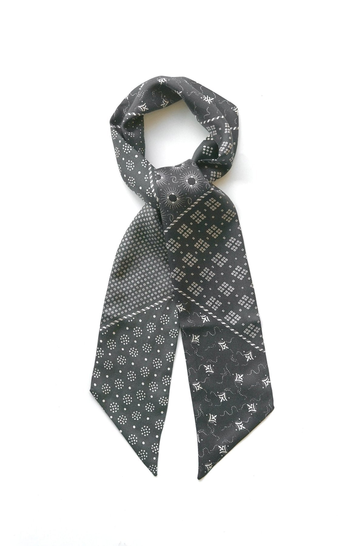 OLD JOE - SILK CALICO SCARF TIE - GRAPHITE