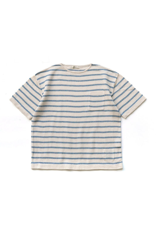 OLD JOE - EARLY BASQUE STRIPE SHIRTS - SHORT SLEEVE - NATURAL x INDIGO