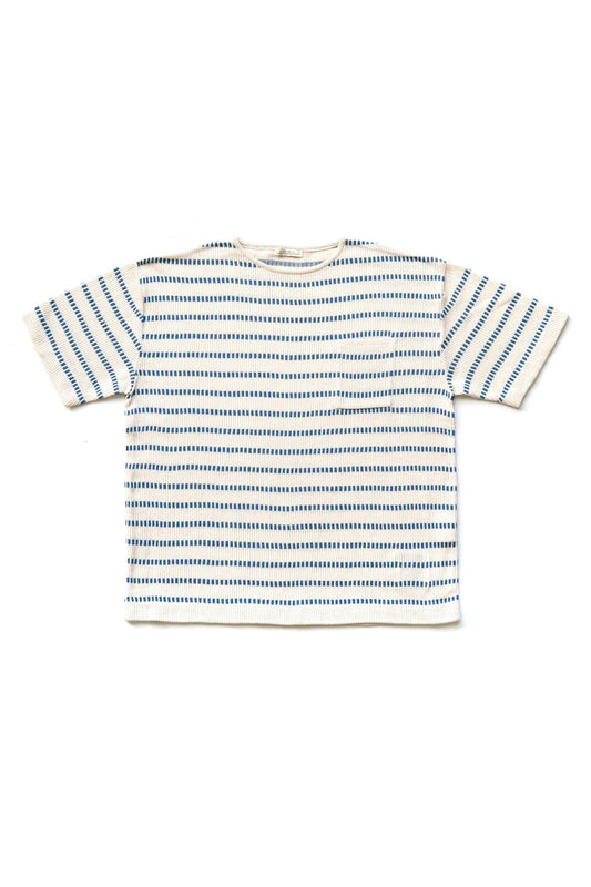 OLD JOE - EARLY BASQUE STRIPE SHIRTS - SHORT SLEEVE - NATURAL x INDIGO