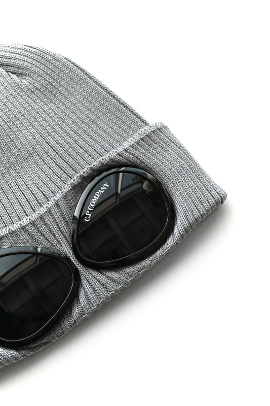 C.P. COMPANY - COTTON GOGGLE BEANIE - GRIFFIN GREY