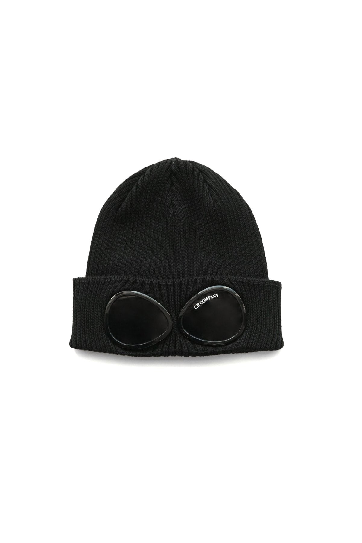 C.P. COMPANY - COTTON GOGGLE BEANIE - BLACK