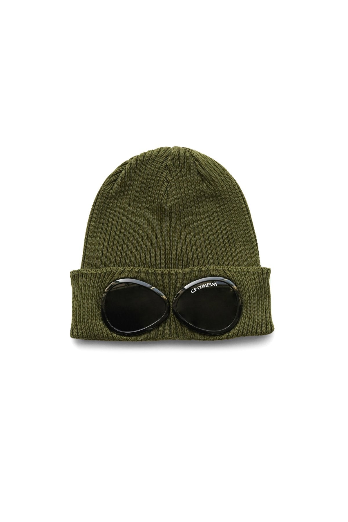 C.P. COMPANY - COTTON GOGGLE BEANIE - OLIVE BRANCH