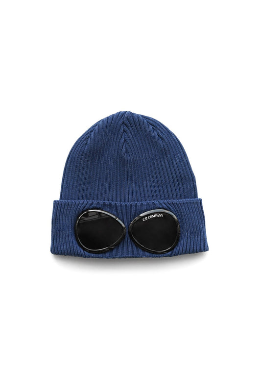 C.P. COMPANY - COTTON GOGGLE BEANIE - BLUE QUARTZ