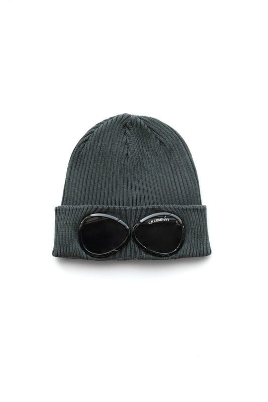 C.P. COMPANY - COTTON GOGGLE BEANIE - DARK SHADOW