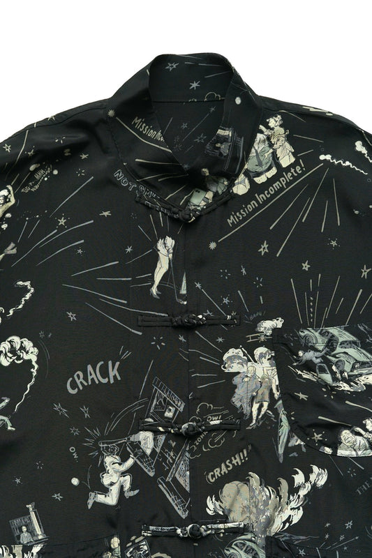 Porter Classic - 落ちこぼれスパイALOHA CHINESE SHIRT (THE MISFIT SPIES) - BLACK