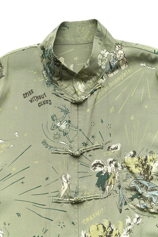 Porter Classic - 落ちこぼれスパイALOHA CHINESE SHIRT (THE MISFIT SPIES) - GREEN