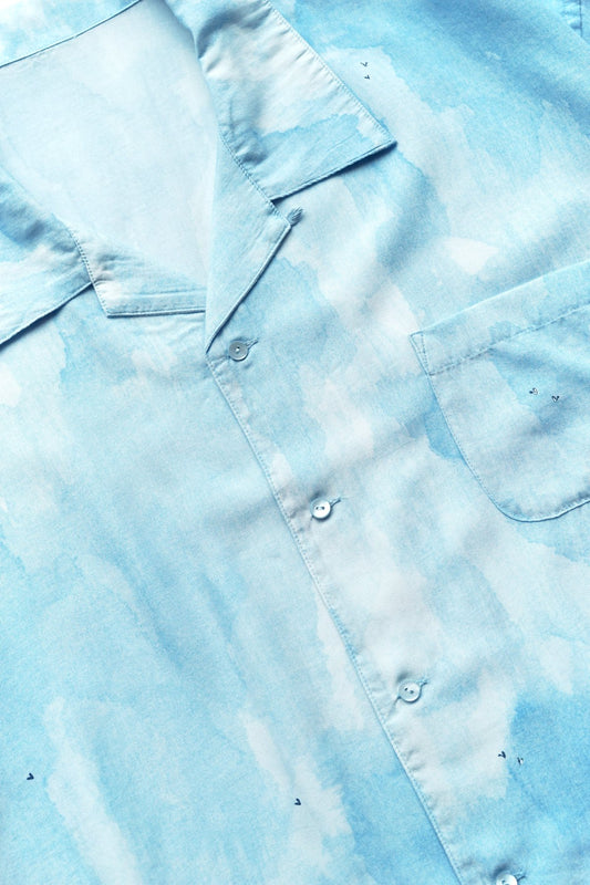 Porter Classic - 水彩ALOHA SHIRT (BLUE WATER COLOR) - BLUE