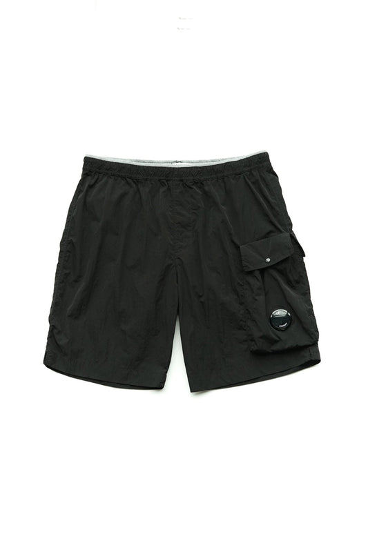 C.P. COMPANY - CHROME BEACH SHORTS - BLACK