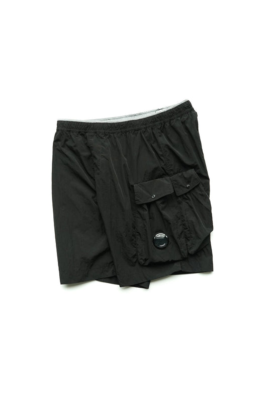 C.P. COMPANY - CHROME BEACH SHORTS - BLACK