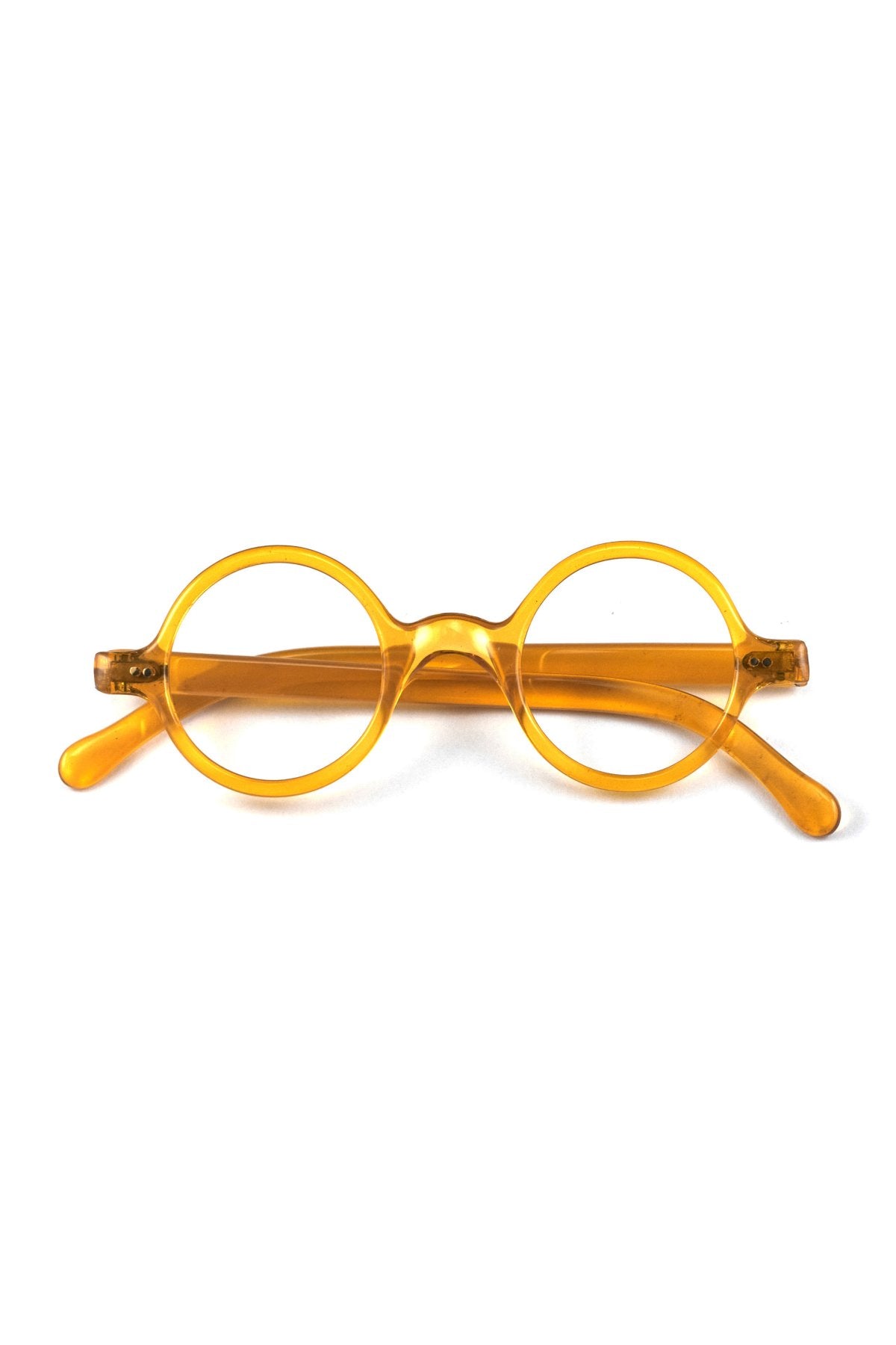 1940s - FRANCE VINTAGE EYEGLASS ROUND TRANSPARENT YELLOW - OPT-870