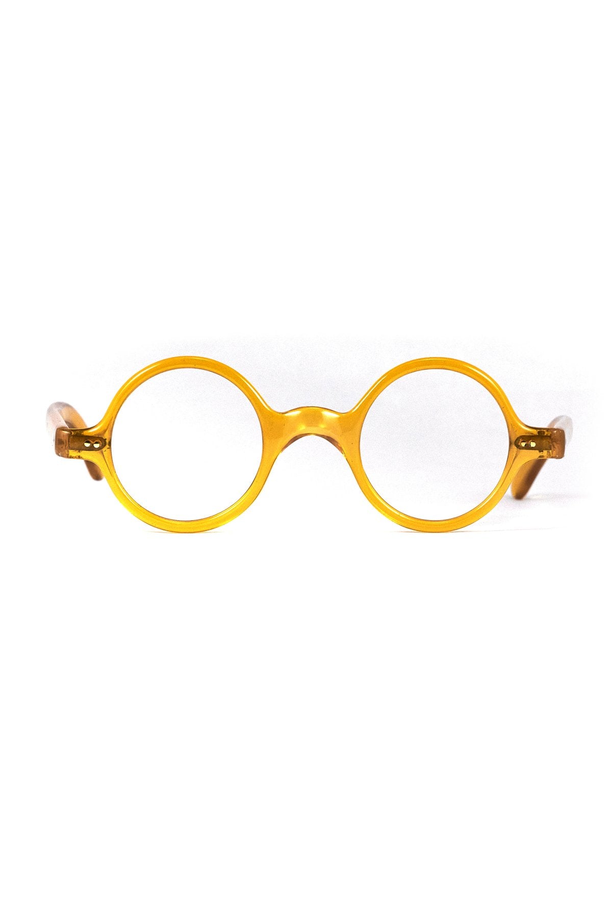 1940s - FRANCE VINTAGE EYEGLASS ROUND TRANSPARENT YELLOW - OPT-870