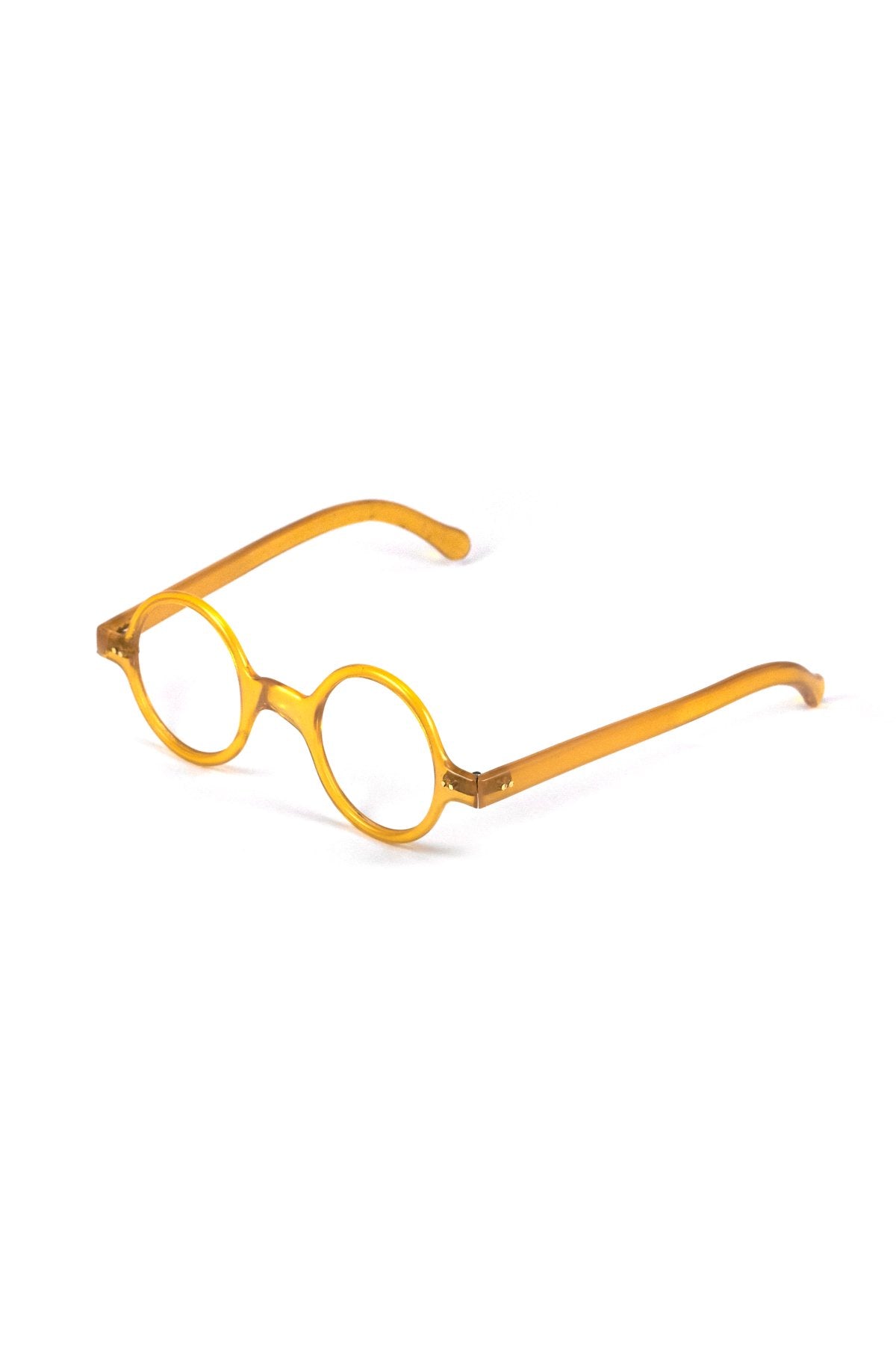 1940s - FRANCE VINTAGE EYEGLASS ROUND TRANSPARENT YELLOW - OPT-870