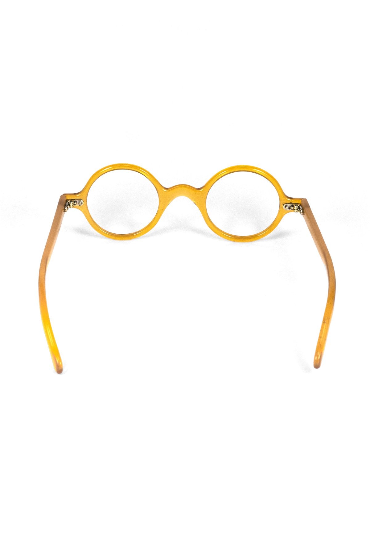 1940s - FRANCE VINTAGE EYEGLASS ROUND TRANSPARENT YELLOW - OPT-870