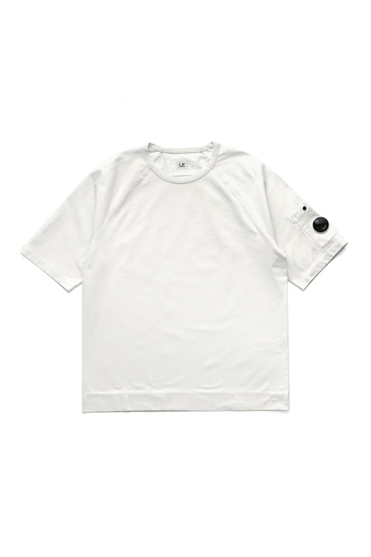 C.P. COMPANY - HEAVY JERSEY MIXED SHORT SLEEVE SWEATSHIRT - GAUZE WHITE