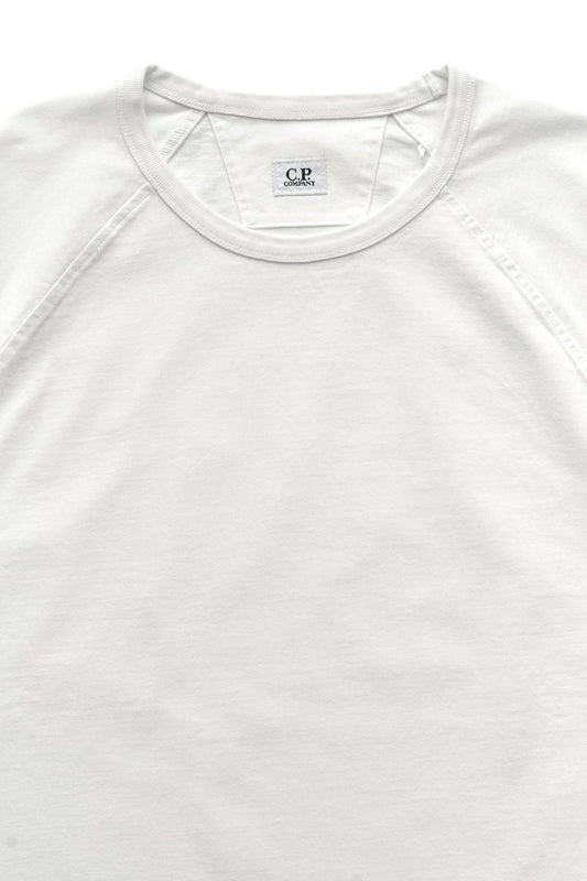 C.P. COMPANY - HEAVY JERSEY MIXED SHORT SLEEVE SWEATSHIRT - GAUZE WHITE